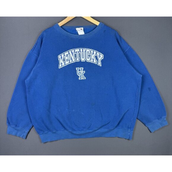 Vintage Y2K University Of Kentucky Wildcat Blue Crewneck NCAA Sweater Sports Gym - Picture 1 of 16